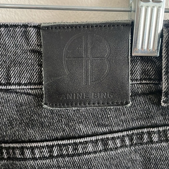Anine Bing Straight Leg High Waist Jeans Women’s Size 26 Button Fly Black - Picture 8 of 10